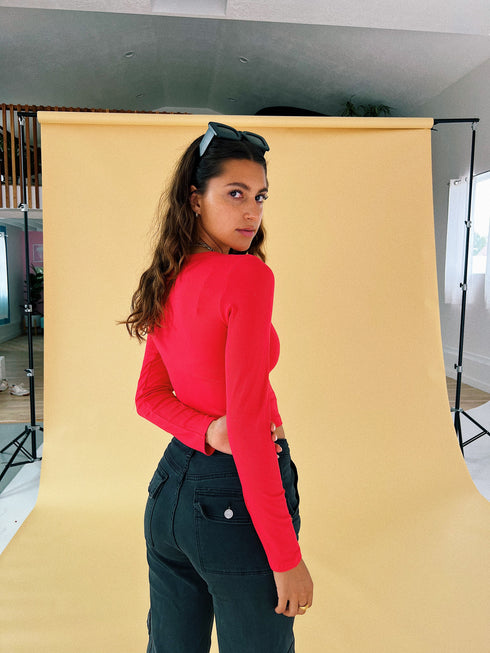 Red Hot Ribbed Top